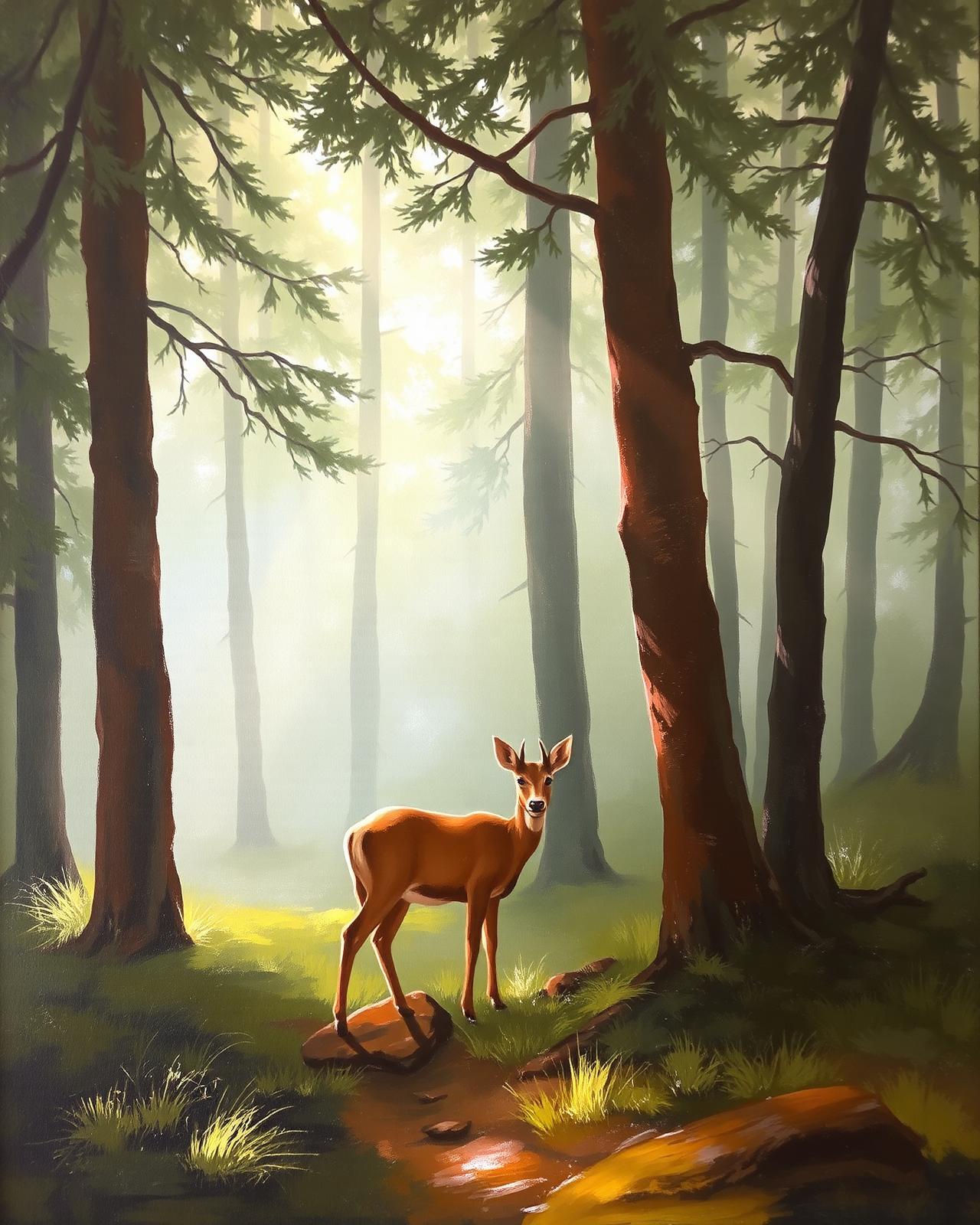 Stillness in the Deodar — Oil on Canvas by Nitish Tandon