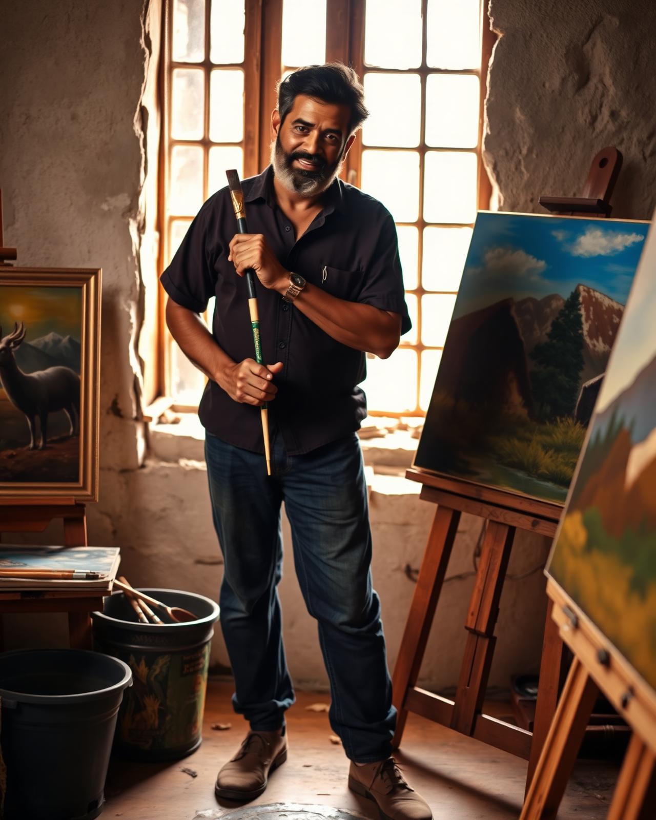 Nitish Tandon in his Manali studio